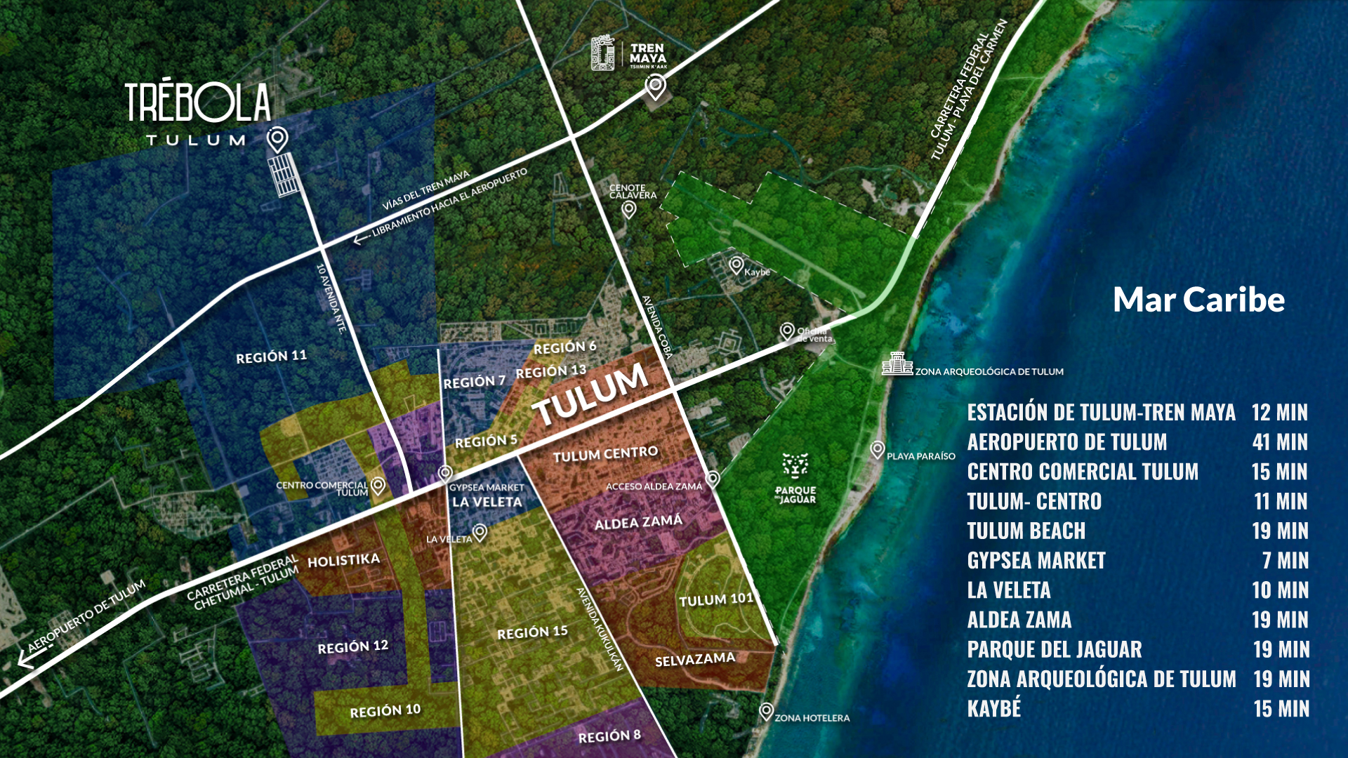Trebola - Mapa de zonas